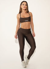 Legging Cós Médio Superhot Wet+ Marrom CAL5390